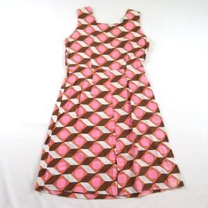 Geometric Shift Dress Metal Side Zip Pink White Sz S-M? 1960s
